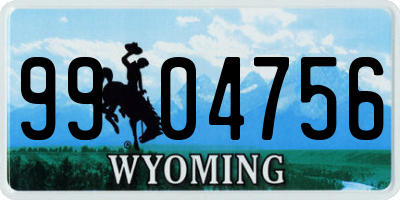 WY license plate 9904756