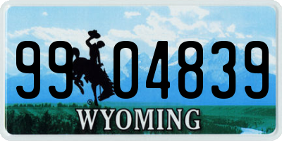 WY license plate 9904839
