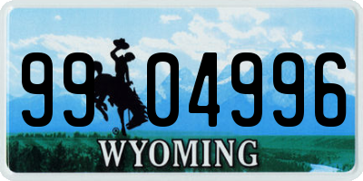 WY license plate 9904996