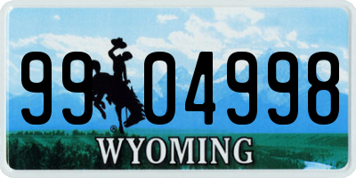 WY license plate 9904998