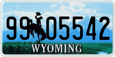 WY license plate 9905542