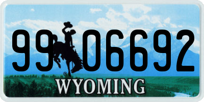 WY license plate 9906692