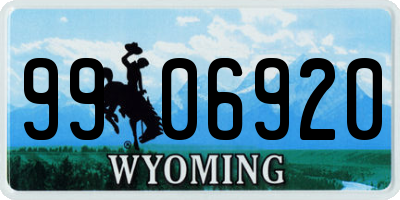 WY license plate 9906920