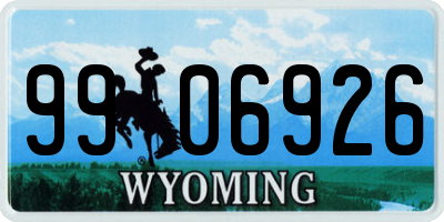 WY license plate 9906926