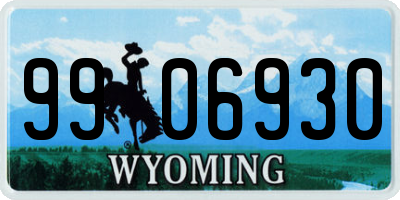 WY license plate 9906930