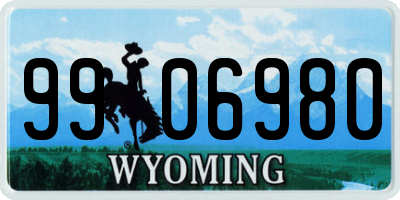 WY license plate 9906980