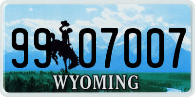 WY license plate 9907007