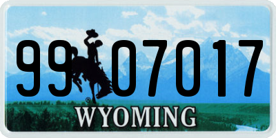 WY license plate 9907017
