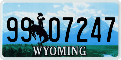 WY license plate 9907247