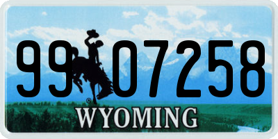 WY license plate 9907258