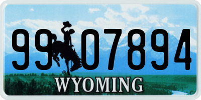 WY license plate 9907894