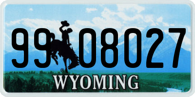 WY license plate 9908027