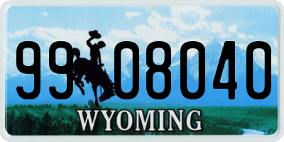 WY license plate 9908040