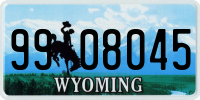 WY license plate 9908045