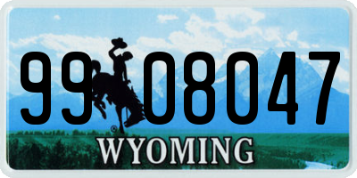 WY license plate 9908047