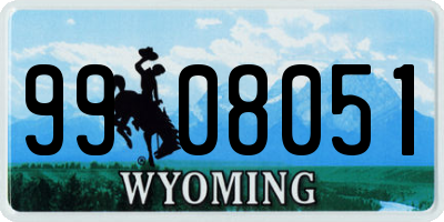 WY license plate 9908051