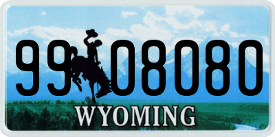 WY license plate 9908080
