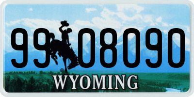 WY license plate 9908090