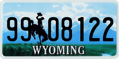 WY license plate 9908122