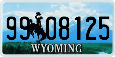 WY license plate 9908125