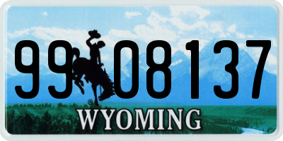 WY license plate 9908137