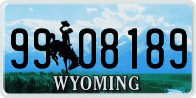 WY license plate 9908189