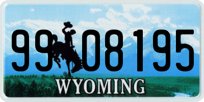 WY license plate 9908195