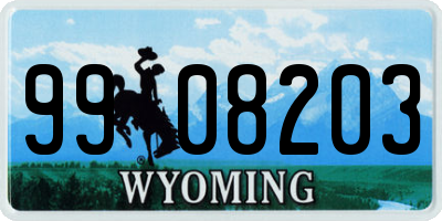 WY license plate 9908203