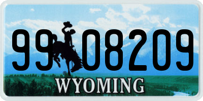 WY license plate 9908209