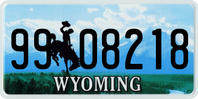 WY license plate 9908218