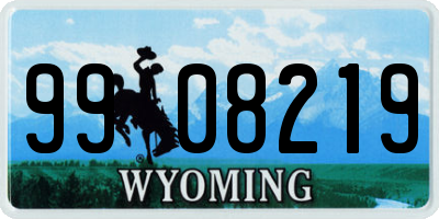 WY license plate 9908219