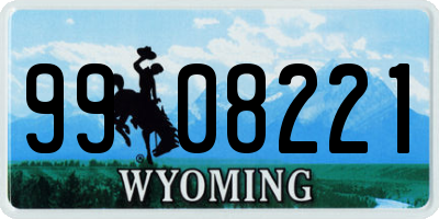 WY license plate 9908221