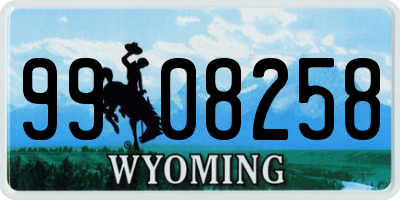 WY license plate 9908258