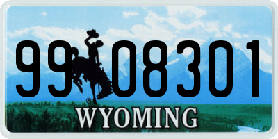WY license plate 9908301
