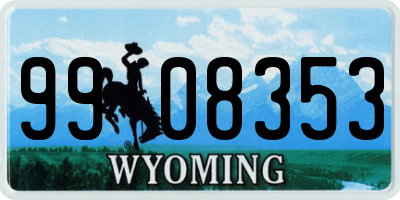 WY license plate 9908353