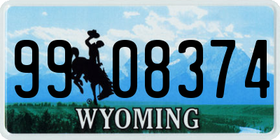 WY license plate 9908374