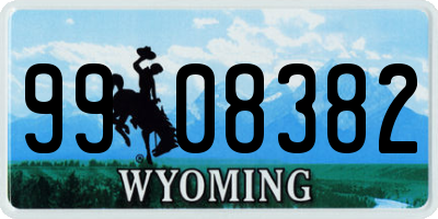 WY license plate 9908382