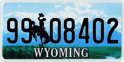 WY license plate 9908402