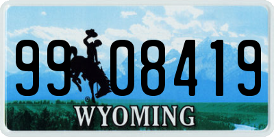 WY license plate 9908419