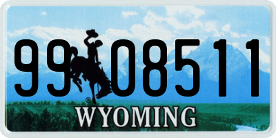 WY license plate 9908511