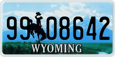 WY license plate 9908642