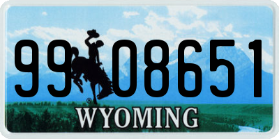 WY license plate 9908651
