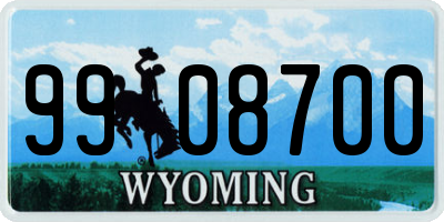 WY license plate 9908700