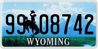 WY license plate 9908742