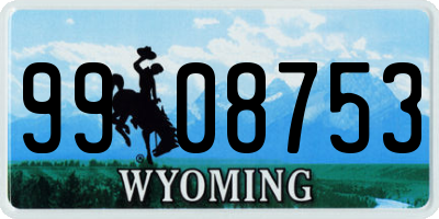 WY license plate 9908753