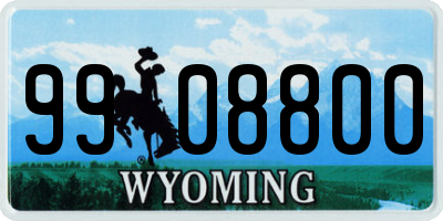 WY license plate 9908800