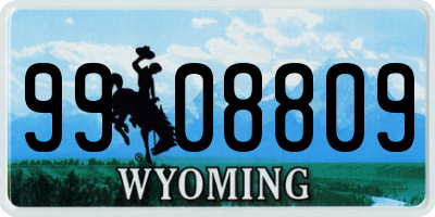 WY license plate 9908809