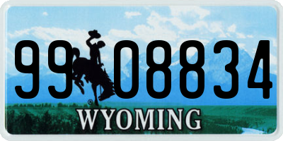 WY license plate 9908834