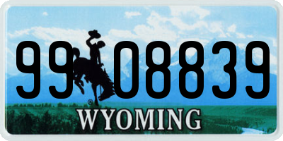 WY license plate 9908839
