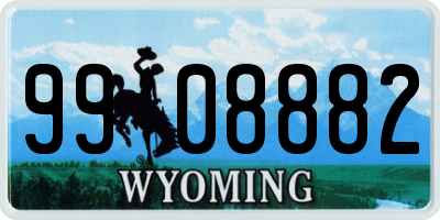 WY license plate 9908882